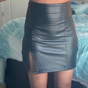 Black faux leather skirt